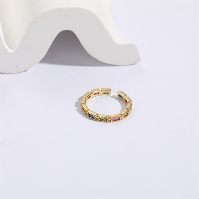 Gold Plated Geometric Zircon Open Ring