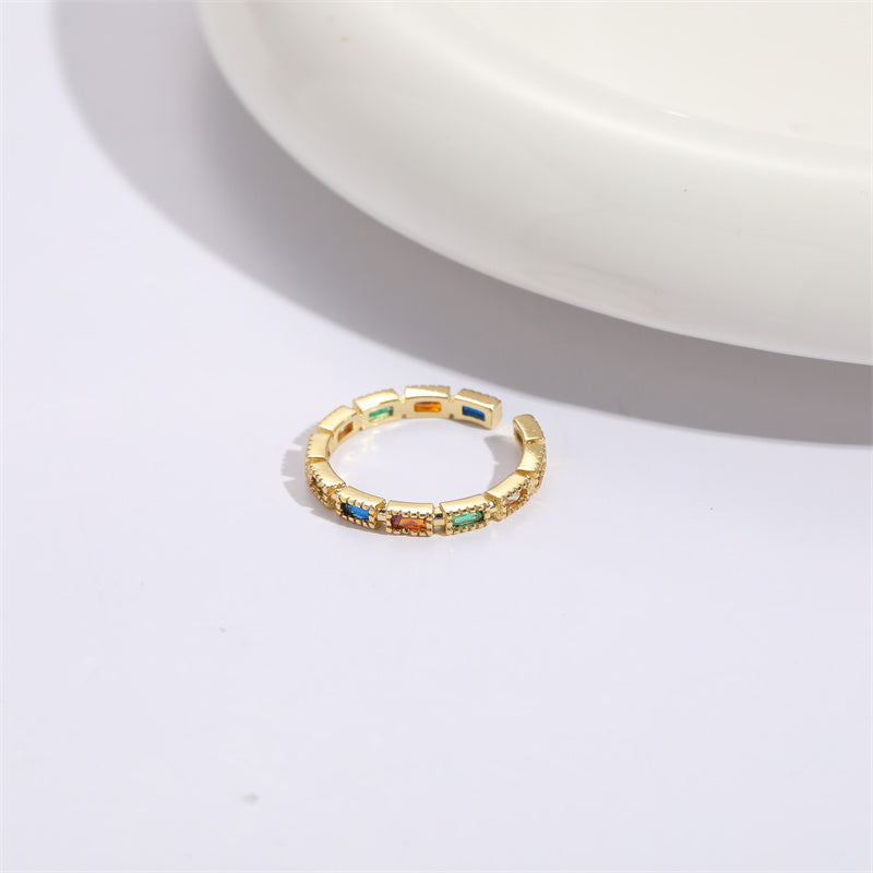 Gold Plated Geometric Zircon Open Ring