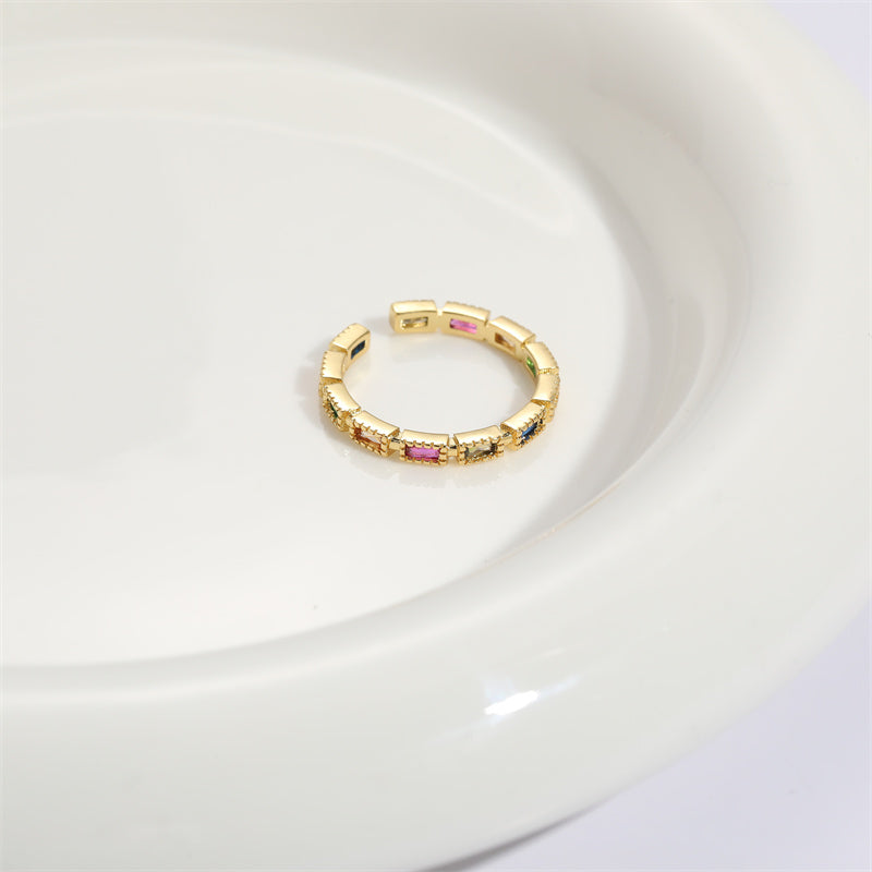 Gold Plated Geometric Zircon Open Ring