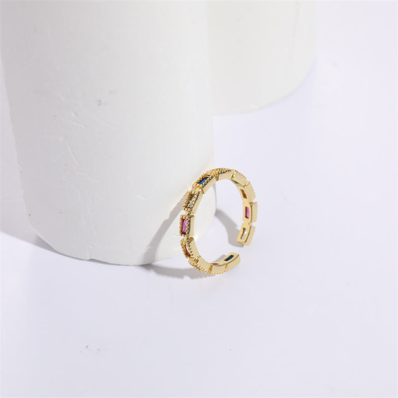 Gold Plated Geometric Zircon Open Ring