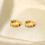 Fashion Retro Color Oil Drop Stainless Steel Ladies 18K Gold Round Earrings