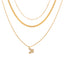 Fashion Retro Full Diamond Butterfly Pendant Alloy Three-layer Necklace