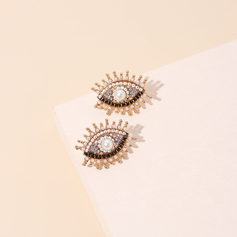 Fashion Retro Full Diamond Eye  Demon Eye Earrings For Women