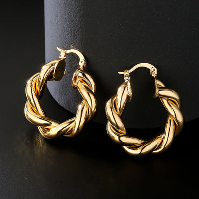 Vintage Geometric Gold-Plated Copper Earrings