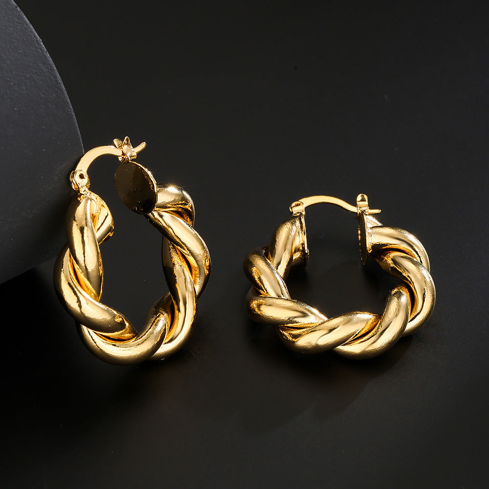 Vintage Geometric Gold-Plated Copper Earrings