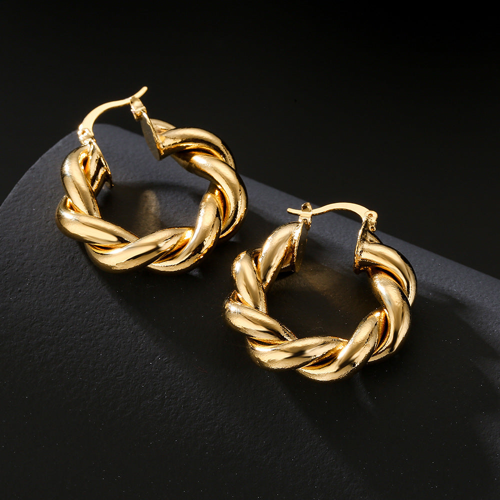 Vintage Geometric Gold-Plated Copper Earrings