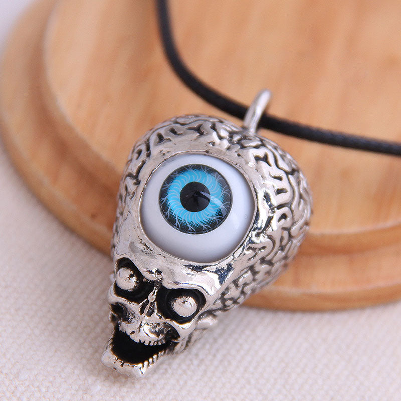 Men's Retro Skull Demon Eye Pendant Necklace