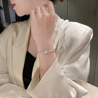 Fashion Rhinestone Geometric Square Bracelet Adjustable Copper Bracelet