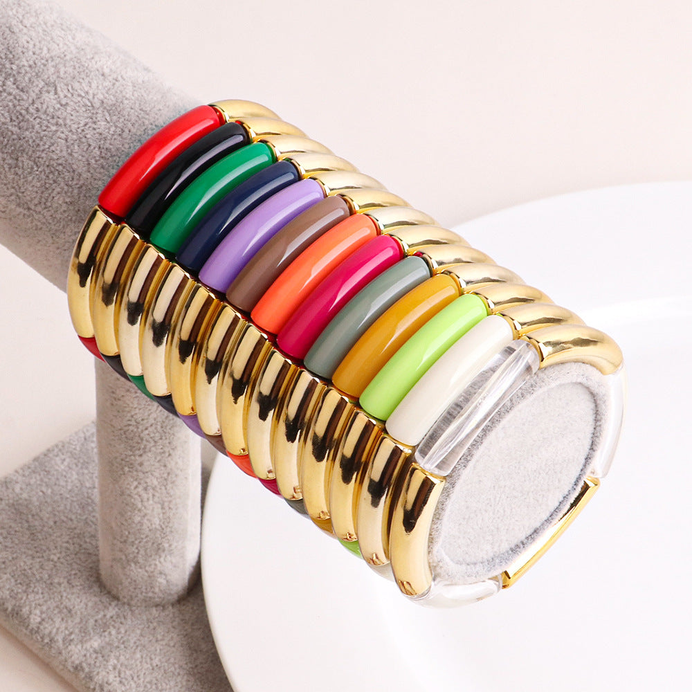 Fashion Acrylic Women's Bangle Bracelet - Multicolor Elastic Design