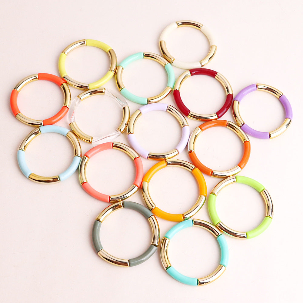 Fashion Acrylic Women's Bangle Bracelet - Multicolor Elastic Design