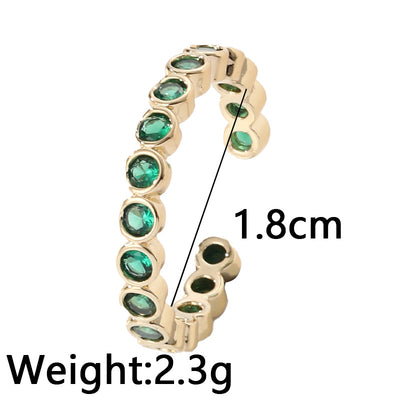 Fashion Round Copper Plating Zircon Open Ring