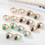 Fashion Vintage Textured Natural Stone Bead Stainless Steel Hoop Earrings