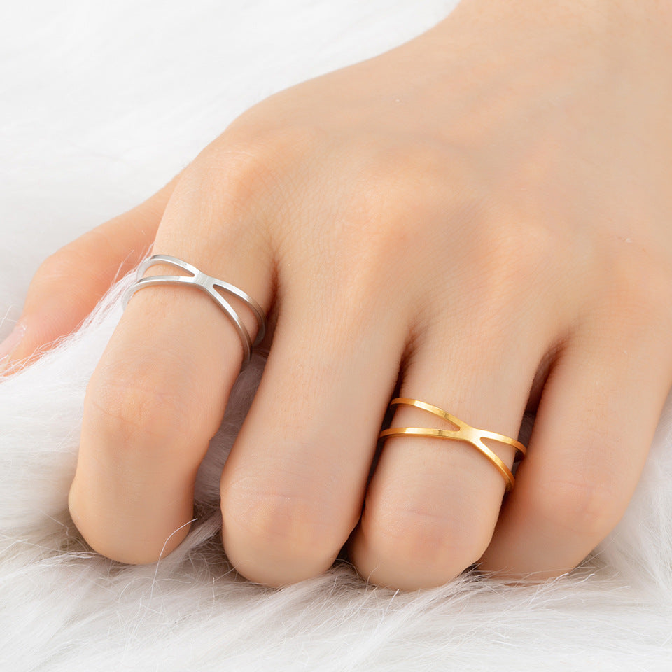 Fashion Minimalist Stainless Steel Open Ring Set