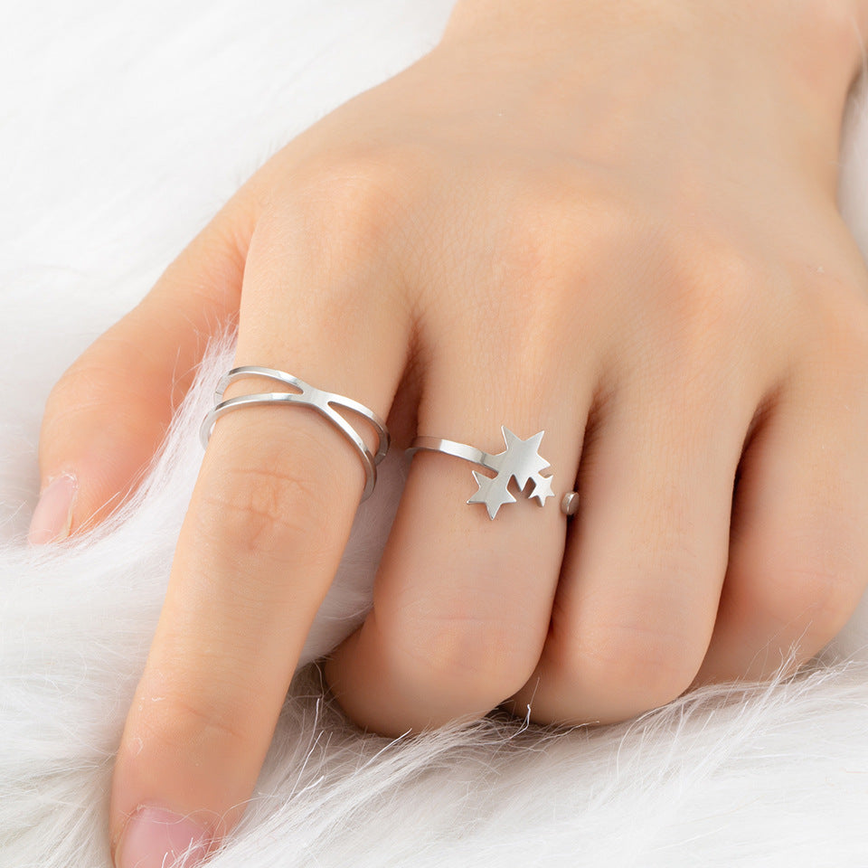 Fashion Minimalist Stainless Steel Open Ring Set