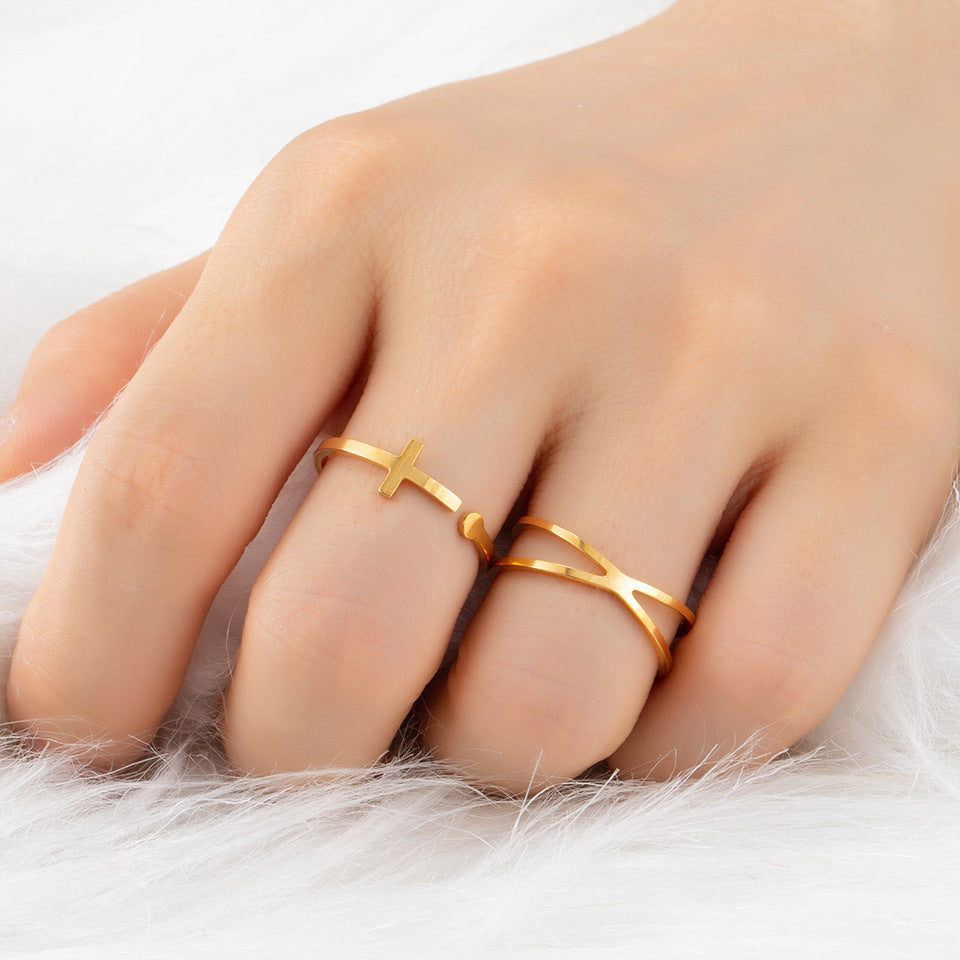 Fashion Minimalist Stainless Steel Open Ring Set