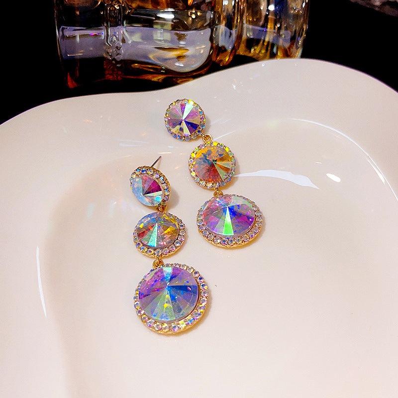 Elegant Crystal Studded Alloy Drop Earrings for Women