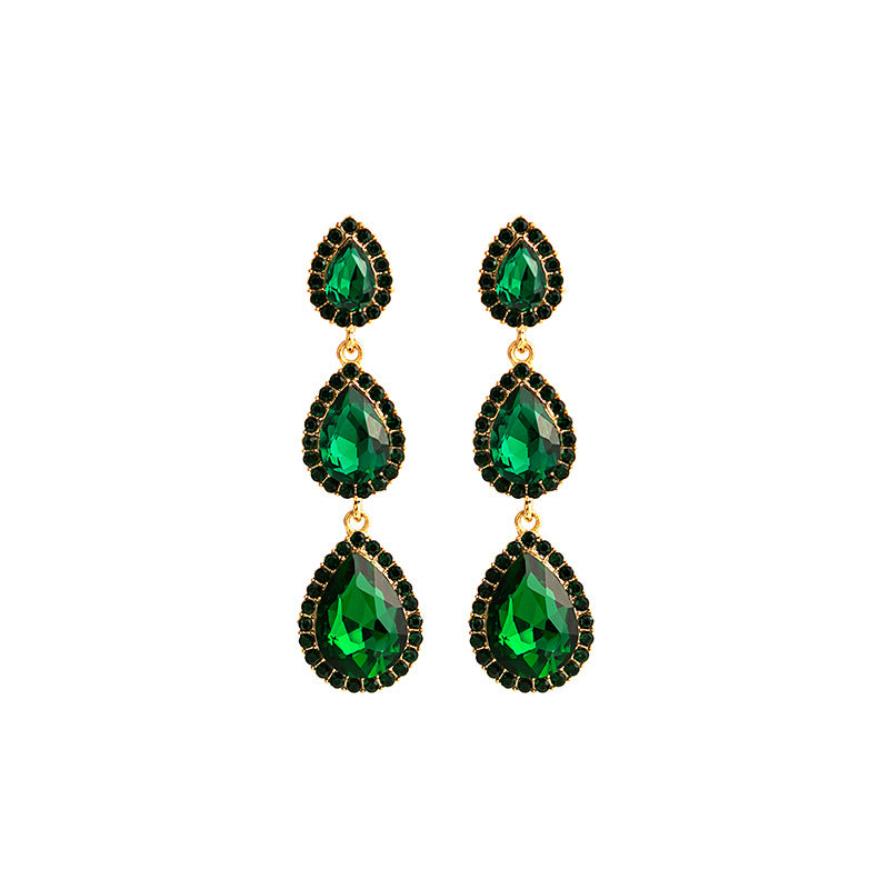 Elegant Crystal Studded Alloy Drop Earrings for Women