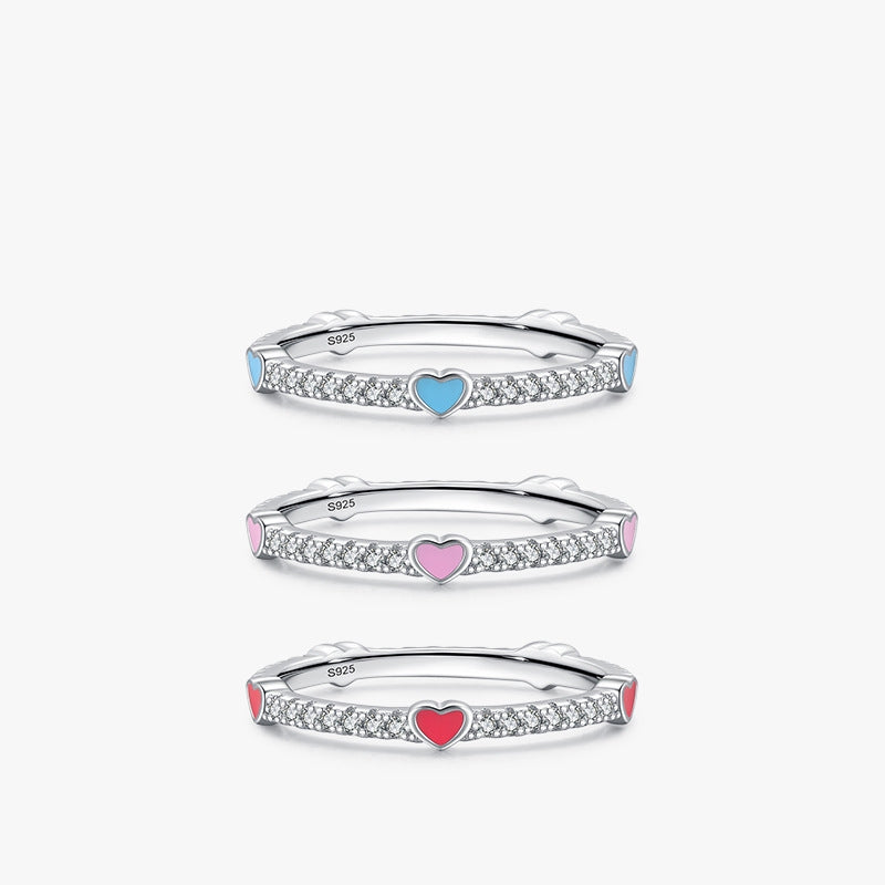 S925 Silver Heart-shaped Diamond Ring and Crystal Heart Bracelet Set