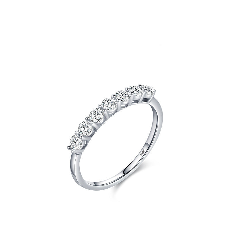 S925 Sterling Silver Inlaid Diamond Stackable Index Finger Ring for Women