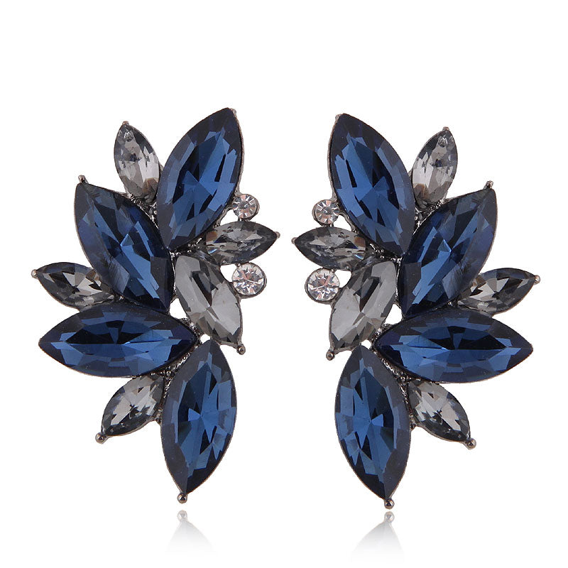 Fashion Geometric Floral Crystal Alloy Earrings