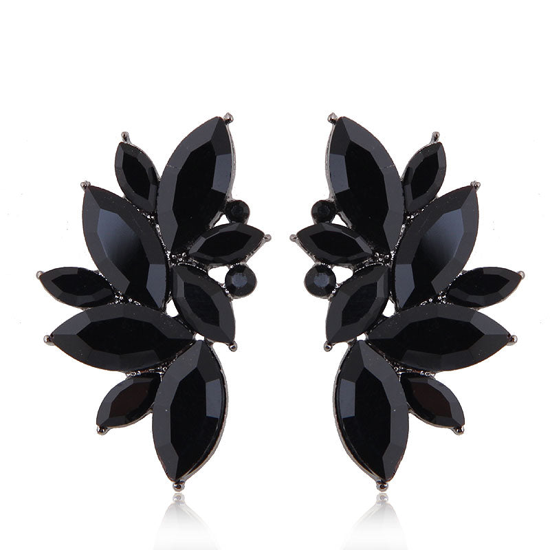 Fashion Geometric Floral Crystal Alloy Earrings