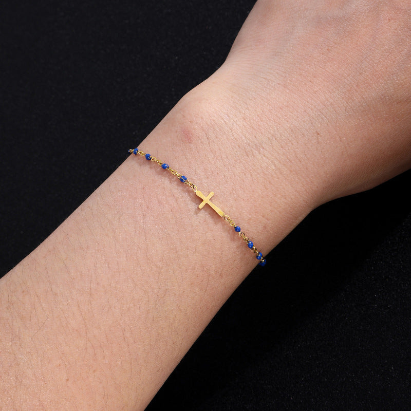 Fashion Geometric Cross Stainless Steel Bracelet for Women