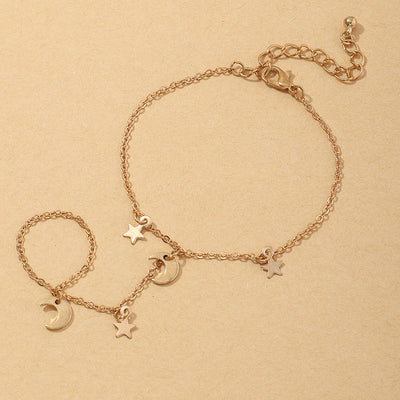 Fashion Simple Double Finger Star Bracelet Bracelet Alloy Chain Jewelry