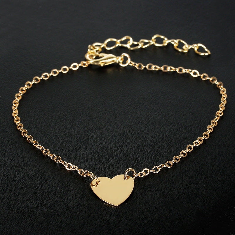Fashion Simple Love Peach Heart Bracelet Anklet Hand Jewelry