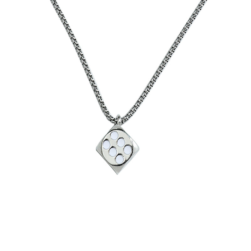 Fashion Stainless Steel Dice Pendant Necklace - Minimalist Hip Hop Jewelry Accessories