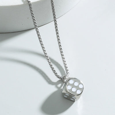 Fashion Simple Stainless Steel Necklace Hip Hop Dice Pendant Jewelry Accessories