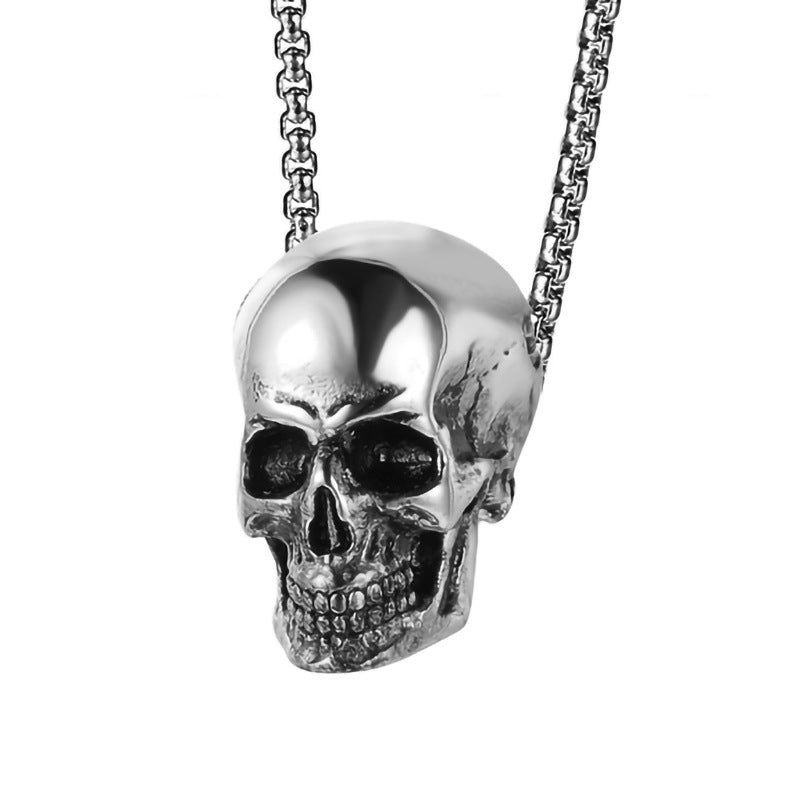 Skull Titanium Steel Pendant Necklace for Men - Punk Style Vintage Design