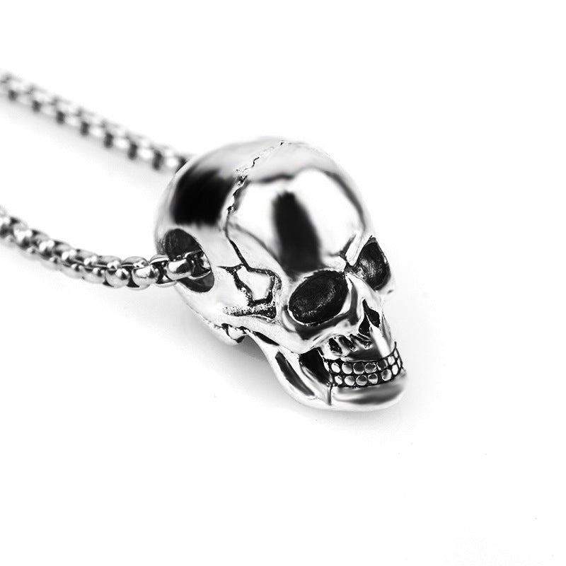 Skull Titanium Steel Pendant Necklace for Men - Punk Style Vintage Design