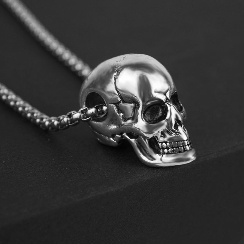 Skull Titanium Steel Pendant Necklace for Men - Punk Style Vintage Design