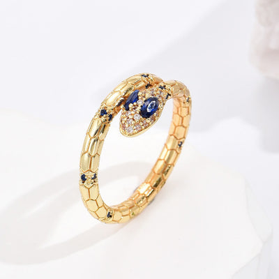 Fashion Statement Snake Adjustable Gold Plated Zircon Ring