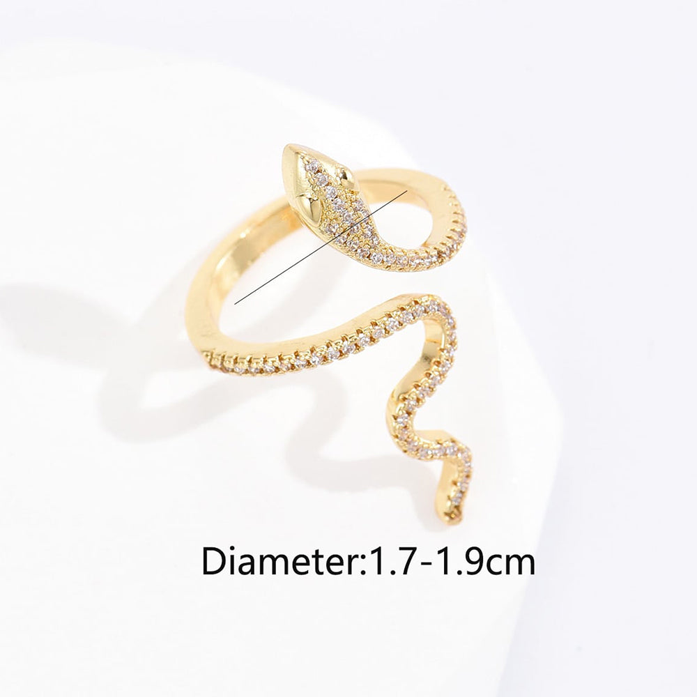 Fashion Snake Gold Plated Zircon Open Ring for Women