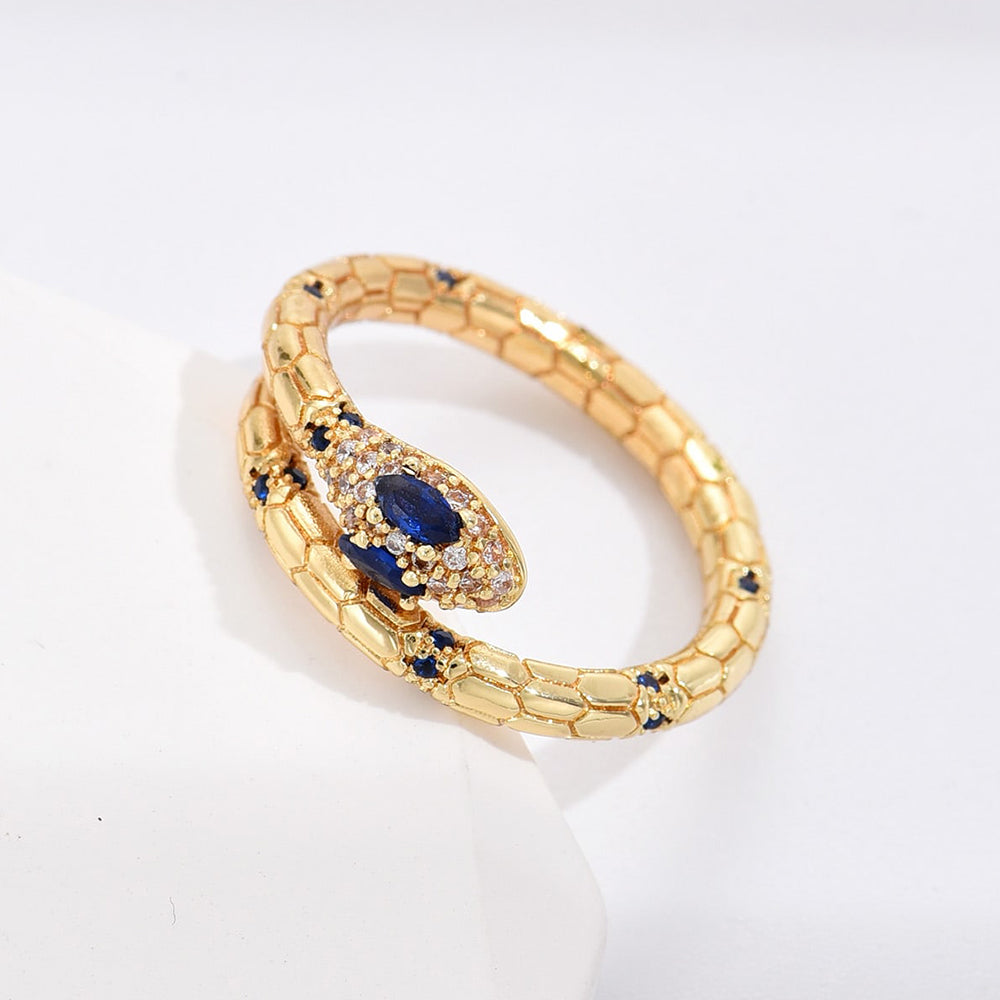 Fashion Statement Snake Adjustable Gold Plated Zircon Ring