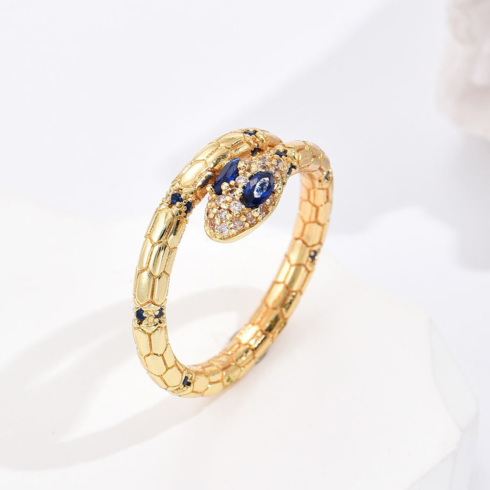 Fashion Statement Snake Adjustable Gold Plated Zircon Ring