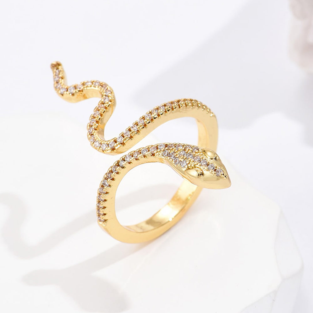 Fashion Snake Gold Plated Zircon Open Ring for Women