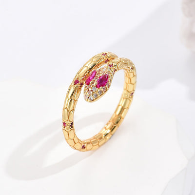 Fashion Statement Snake Adjustable Gold Plated Zircon Ring