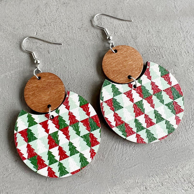 Bohemian Snowflake Geometric Wood Christmas Earrings for Women