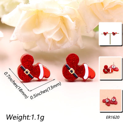 Acrylic Snowman Christmas Hat Earrings for Women