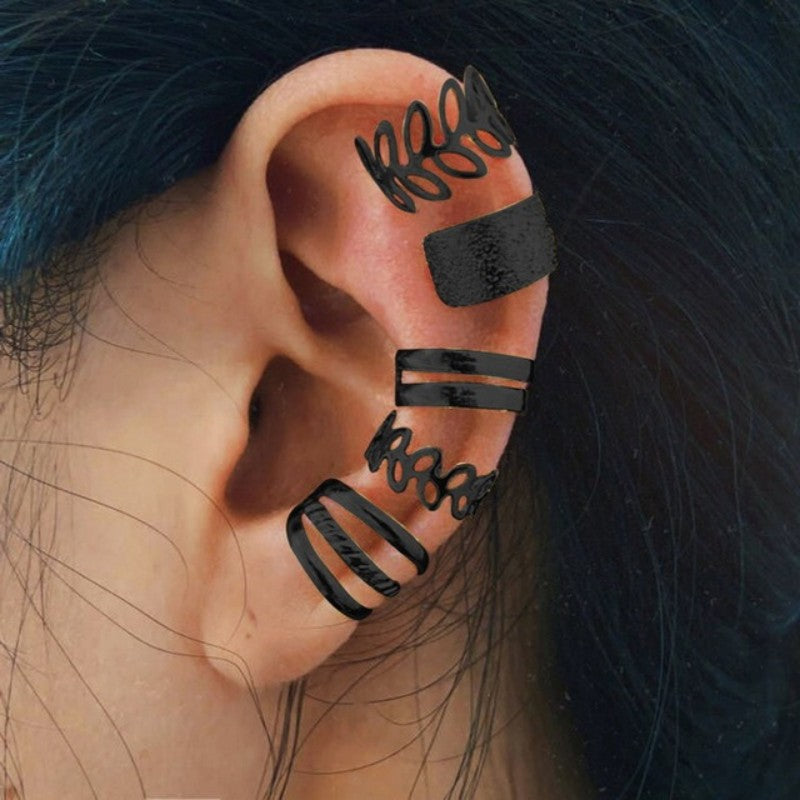 Fashion Minimalist Leaf Design Ear Cuff Set for Women