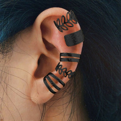 Fashion Minimalist Leaf Design Ear Cuff Set for Women