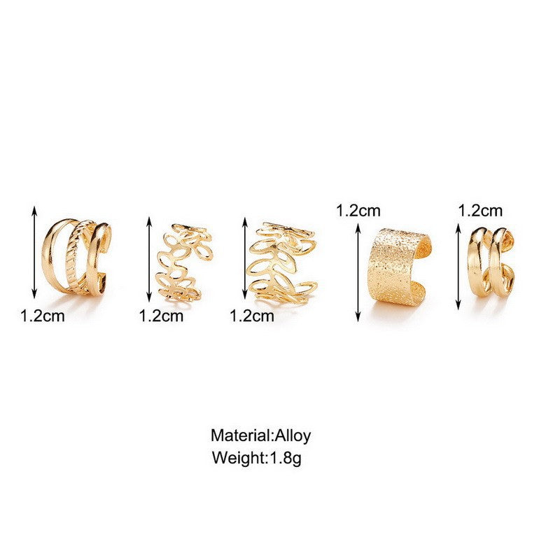Fashion Minimalist Leaf Design Ear Cuff Set for Women