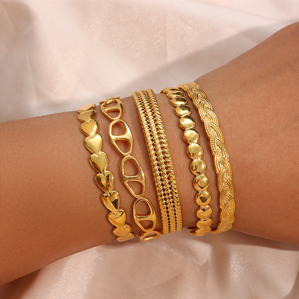Twist Design Stainless Steel Plated Bangle Bracelet