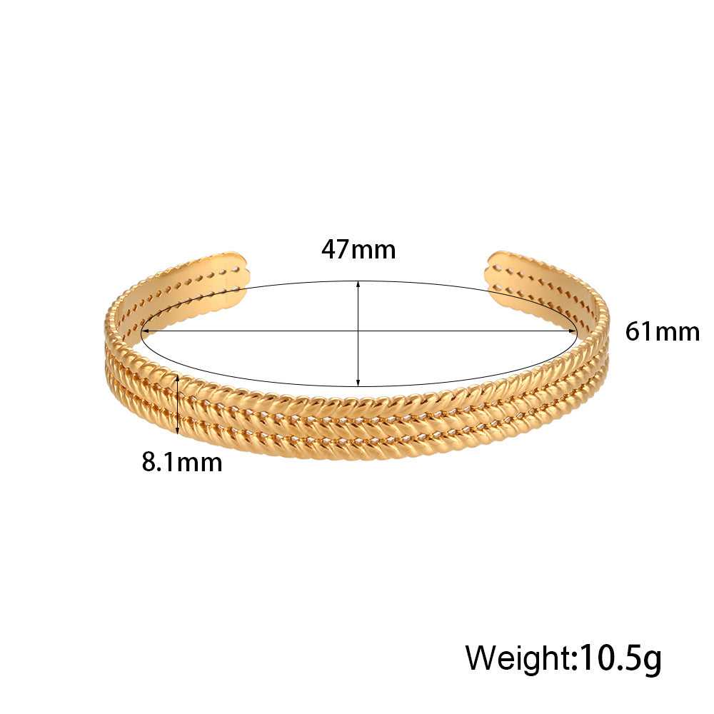 Twist Design Stainless Steel Plated Bangle Bracelet