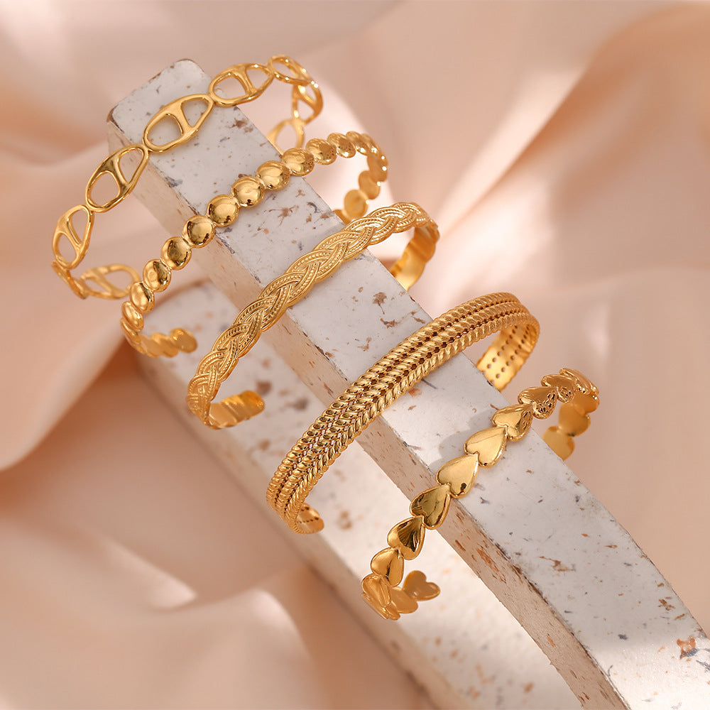 Twist Design Stainless Steel Plated Bangle Bracelet