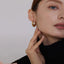 Geometric Polished Gold Plated Stainless Steel Drop Earrings