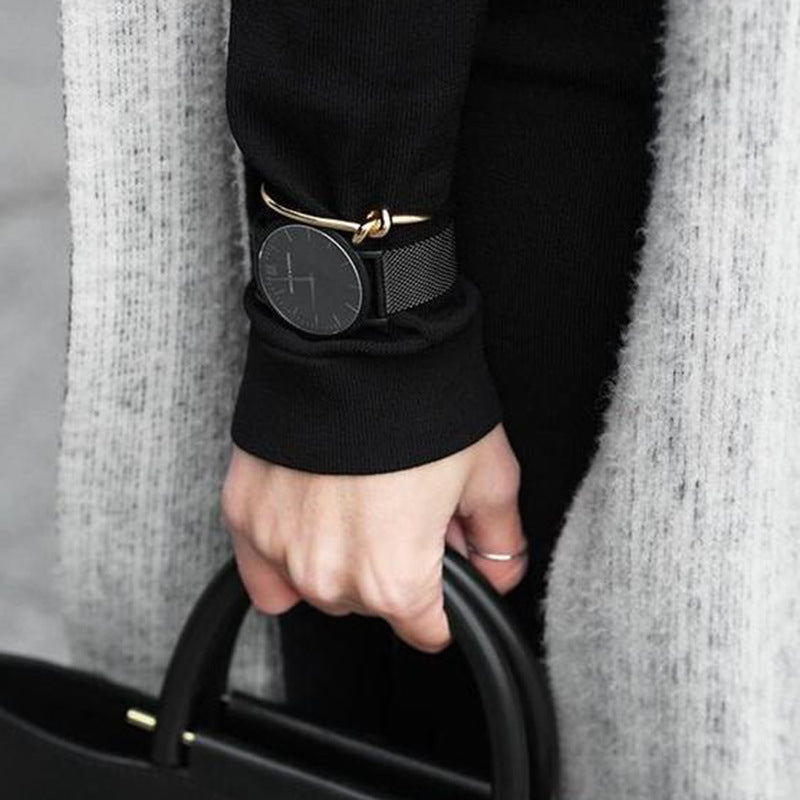 Fashion Minimalist Titanium Steel Knot Bangle Bracelet Plated in 18K Gold