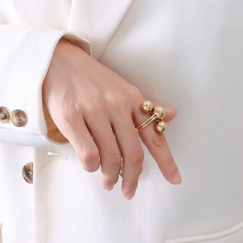 Geometric Star Titanium Steel Ring - 18K Gold Plated Statement Jewelry